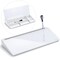 Desk Whiteboard Dry Erase Glass Whiteboard, Varhomax Desktop White Board with Storage to-do List Memo Notepad Desktop Buddy Keyboard Stand for Home Office and School Accessories Supplies (White)